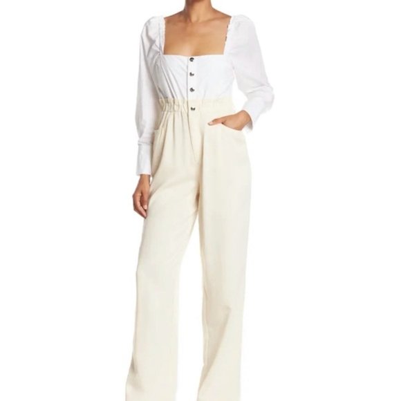 WeWoreWhat Shirt Jumpsuit Ivory NEW Womens